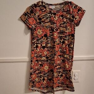 LuLaRoe Kids Dress with Floral Pattern in Red and Black